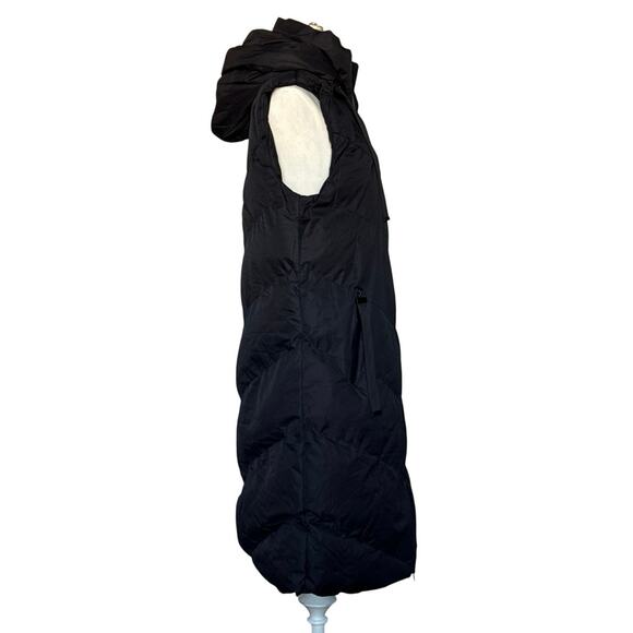 Saint + Sinner Long Hooded Puffer Vest in Black Womens L - Picture 5 of 10